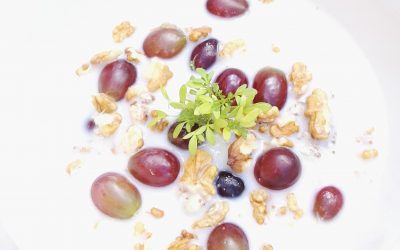 ‘Overnight’ boekweit met amandelpasta en druiven